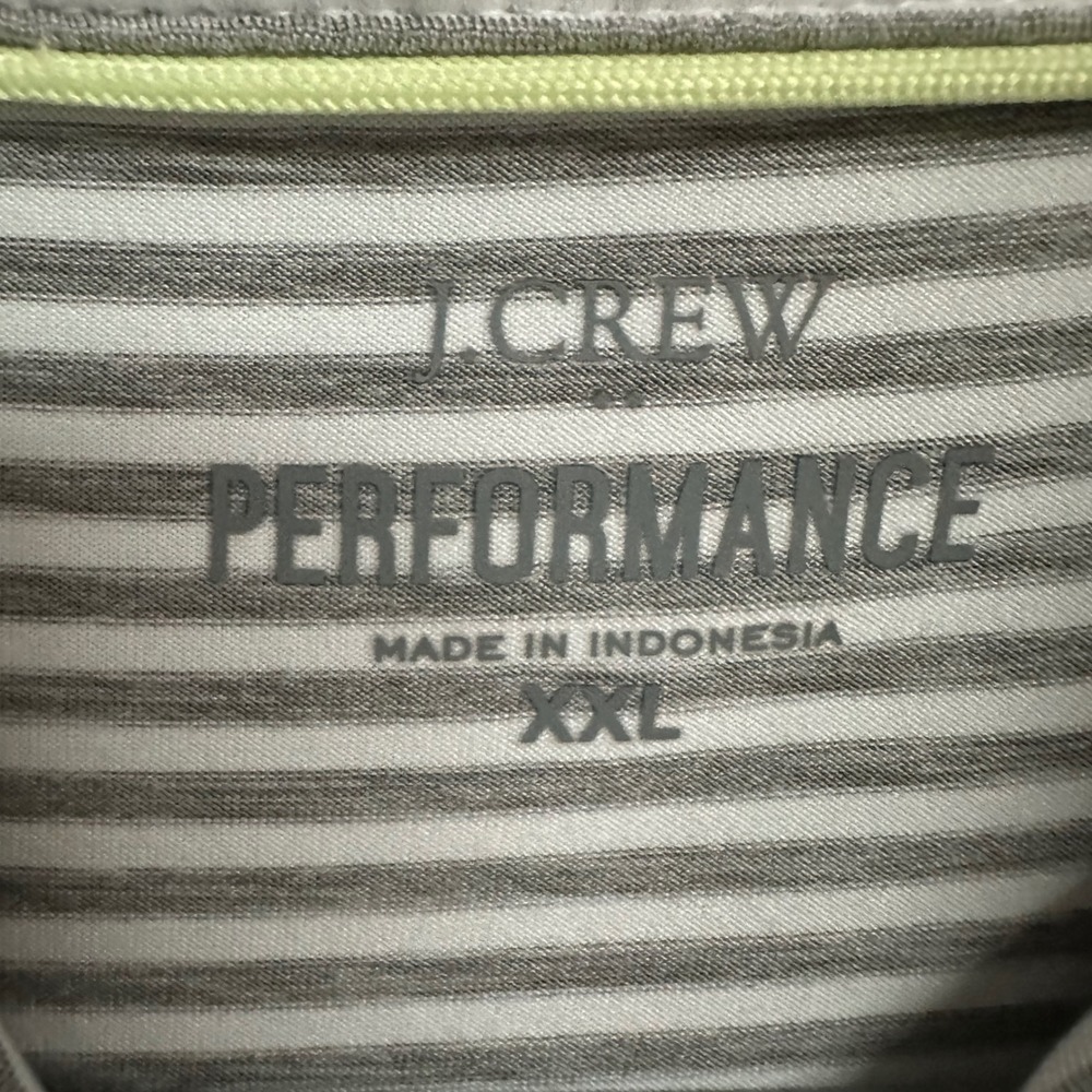 J.Crew Performance Polo Shirt Mens XXL Grey White Striped Short Sleeve Golf EUC - Picture 3 of 7